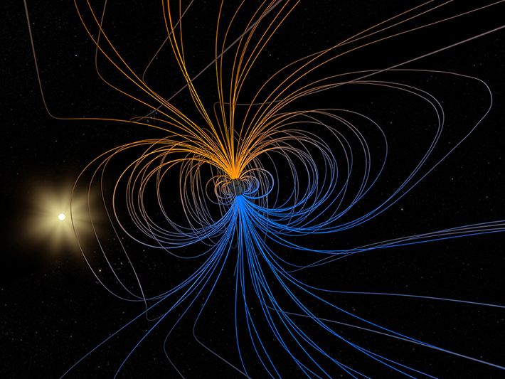 Image of a simple model of the Earth's magnetic field 